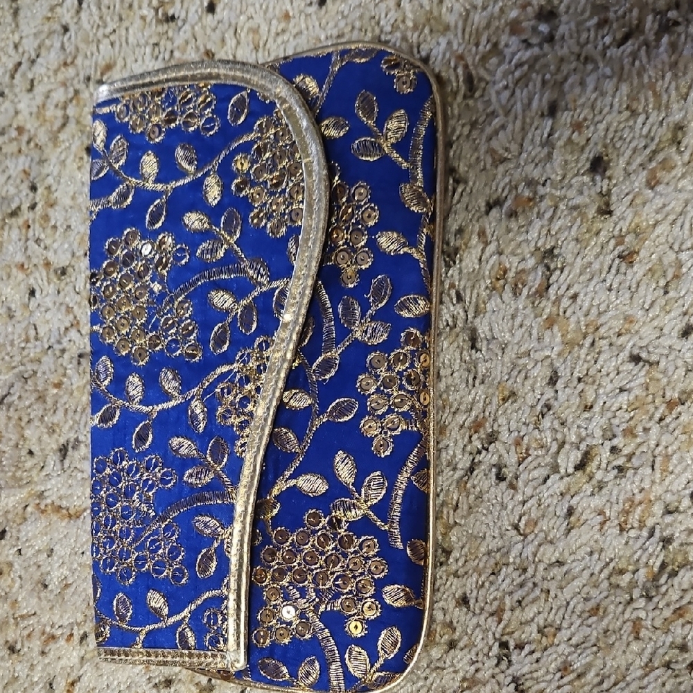 Elegant Blue and Gold Clutch